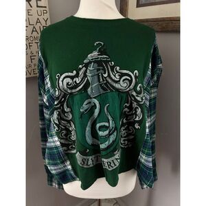 Slytherin Harry Potter UPcycled Flannel Sweatshirt / Tshirt